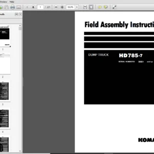 Komatsu HD785-7 Dump Truck Field Assembly Instruction Manual 30001 and up - PDF DOWNLOAD
