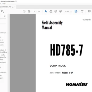 Komatsu HD785-7 Dump Truck Field Assembly Manual A10001 & UP - PDF DOWNLOAD