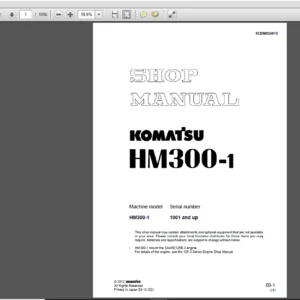 Komatsu HM300-1 Dump Truck Service Manual SEBM024815 - PDF DOWNLOAD