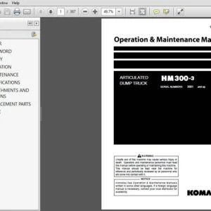 Komatsu HM300-3 Articulated Dump Truck Operation & Maintenance Manual SN 3001 and up - PDF DOWNLOAD