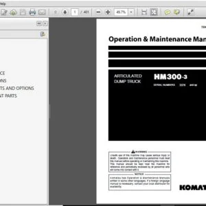 Komatsu HM300-3 Articulated Dump Truck Operation & Maintenance Manual SN 3376 and up - PDF DOWNLOAD