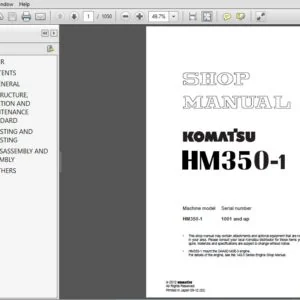 Komatsu HM350-1 Service Workshop Manual 1001 and up - PDF DOWNLOAD