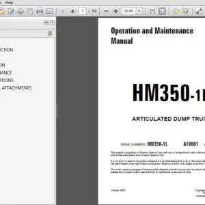 Komatsu HM350-1L Articulated Dump Truck Operation & Maintenance Manual SN A10001 and up PDF DOWNLOAD