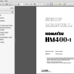 Komatsu HM400-1 Shop Manual 1001 and up - PDF DOWNLOAD