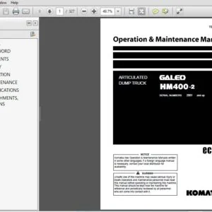 Komatsu HM400-2 Articulated Dump Truck Operation & Maintenance Manual SN 2001 And Up - PDF DOWNLOAD
