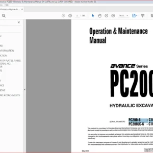Komatsu Hydraulic Excavator Avance PC200-6 Operator & Maintenance Manual SN C10781 and up - DOWNLOAD