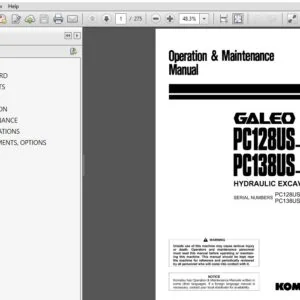 Komatsu Hydraulic Excavator GALEO PC128US-2 PC138US-2 Operator Manual SN 7731, 1101 and up DOWNLOAD