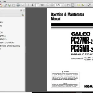 Komatsu Hydraulic Excavator GALEO PC27MR-2 PC35MR-2 Operation & Maintenance Manual SN 6736,15001 and up - PDF DOWNLOAD
