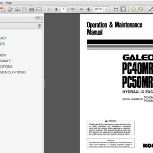Komatsu Hydraulic Excavator Galeo PC40MR  PC50MR Operation & Maintenance Manual SN 8001, 5001 and up - PDF DOWNLOAD