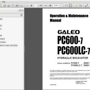 Komatsu Hydraulic Excavator Galeo PC600-7 PC600LC-7 Operation & Maintenance Manual SN 20001 and up - PDF DOWNLOAD