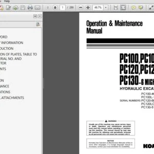 Komatsu Hydraulic Excavator PC100,PC100L-6 PC120,PC120LC-6 PC130-6Mighty Operator & Maintenance Manual - PDF DOWNLOAD