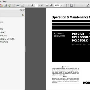 Komatsu Hydraulic Excavator PC1250-7 PC1250SP-7 PC1250LC-7 Operation & Maintenance Manual 20001 and up - PDF DOWNLOAD