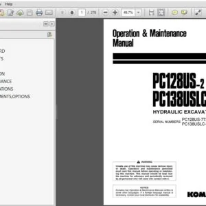 Komatsu Hydraulic Excavator PC128US-2 PC138USLC-2 Operation & Maintenance Manual SN 7731,1001 and up - PDF DOWNLOAD