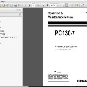 Komatsu Hydraulic Excavator PC130-7 Operation & Maintenance Manual SN 72642 and up - PDF DOWNLOAD