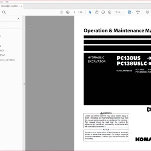 Komatsu Hydraulic Excavator PC138US-8 PC138USLC-8 Operation & Maintenance Manual SN 25105 and up - PDF DOWNLOAD