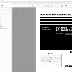Komatsu Hydraulic Excavator PC138US-8 PC138USLC-8 Operation & Maintenance Manual SN 26416 and up - PDF DOWNLOAD