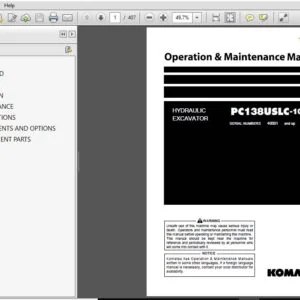 Komatsu Hydraulic Excavator PC138USLC-10 Operation & Maintenance Manual SN 40001 and up - PDF DOWNLOAD