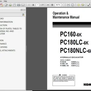 Komatsu Hydraulic Excavator PC160-6K PC180LC-6K PC180NLC-6K Operation Manual SN 34014, 34026 and up - PDF DOWNLOAD