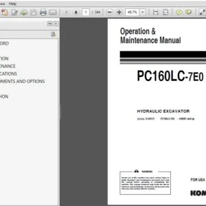 Komatsu Hydraulic Excavator PC160LC-7EO Operation & Maintenance Manual SN K45001 and up - PDF DOWNLOAD