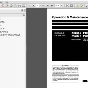 Komatsu Hydraulic Excavator PC200-7 PC200LC-7 PC220-7 PC220LC-7 Operation & Maintenance Manual - PDF DOWNLOAD