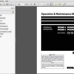 Komatsu Hydraulic Excavator PC200-8 PC200LC-8 PC220-8 PC220LC-8 Operation & Maintenance Manual - PDF DOWNLOAD