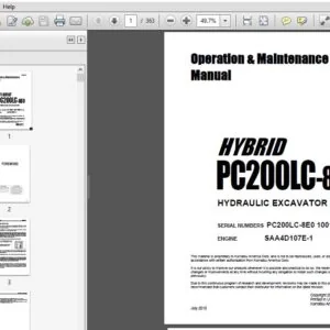 Komatsu Hydraulic Excavator PC200LC-8EO Operation & Maintenance Manual SN 1001 and up - PDF DOWNLOAD