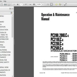 Komatsu Hydraulic Excavator PC200,PC250LC-6 PC210Lc-6 PC220-6 PC250LC-6 Operator Manual - DOWNLOAD