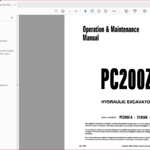 Komatsu Hydraulic Excavator PC200Z-6 Operation & Maintenance Manual SN C10568 and up - PDF DOWNLOAD