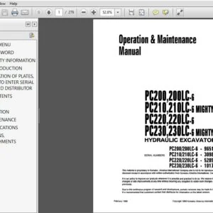 Komatsu Hydraulic Excavator PC200 200LC PC230 230LC-6Might Operator & Maintenance Manual SEAM0024 - PDF DOWNLOAD