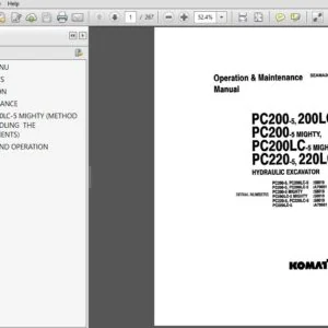 Komatsu Hydraulic Excavator PC200_200LC_220_220LC Operator & Maintenance Manual SN 58019_A70001 and up - PDF DOWNLOAD
