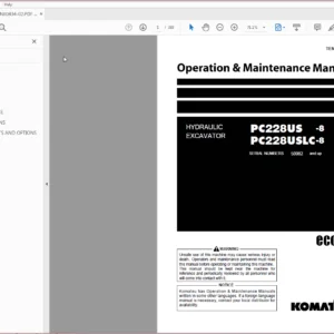 Komatsu Hydraulic Excavator PC228US-8 PC228USLC-8 Operation & Maintenance Manual SN 50082 and up - PDF DOWNLOAD