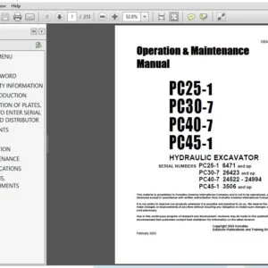 Komatsu Hydraulic Excavator PC25-1 PC30-7 PC40-7 PC45-1 Operator & Maintenance Manual - PDF DOWNLOAD