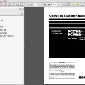 Komatsu Hydraulic Excavator PC27MR-3 PC35MR-3 Operation & Maintenance Manual SN 20501, 16501 and up - PDF DOWNLOAD