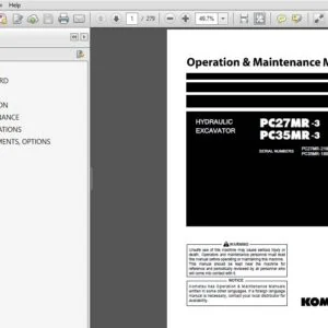 Komatsu Hydraulic Excavator PC27MR-3 PC35MR-3 Operation & Maintenance Manual SN 21001, 18001 and up - PDF DOWNLOAD