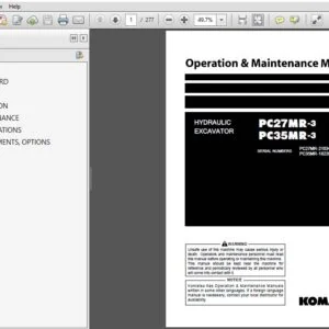 Komatsu Hydraulic Excavator PC27MR-3 PC35MR-3 Operation & Maintenance Manual SN 21034, 18228 and up - PDF DOWNLOAD