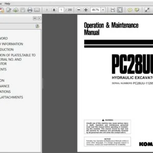 Komatsu Hydraulic Excavator PC28UU-2 Operator & Maintenance Manual SN 11295 and up - PDF DOWNLOAD