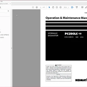 Komatsu Hydraulic Excavator PC290LC-10 Operation & Maintenance Manual SN 15001 and up - PDF DOWNLOAD