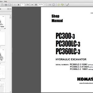Komatsu Hydraulic Excavator PC300-3 PC300LC-3 PC360LC-3 Shop Manual SEBM02070308 - PDF DOWNLOAD