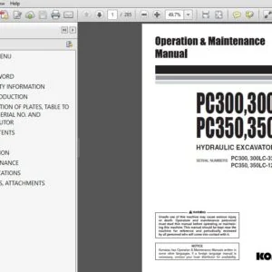 Komatsu Hydraulic Excavator PC300,300LC-6 PC350,350LC-6 Operation & Maintenance Manual SN 33001, 12001 and up - PDF DOWNLOAD