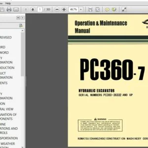 Komatsu Hydraulic Excavator PC360-7 Operation & Maintenance Manual SN 36332 and up - PDF DOWNLOAD
