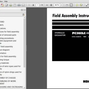 Komatsu Hydraulic Excavator PC360LC-10 Field Assembly Instruction Manual SN 70001 and up - PDF DOWNLOAD