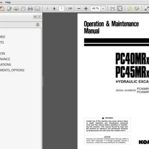 Komatsu Hydraulic Excavator PC40MRx-1, 45MRx-1 Operator & Maintenance Manual SN 5501, 3001 and up - PDF DOWNLOAD