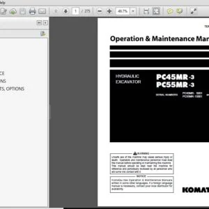 Komatsu Hydraulic Excavator PC45MR-3 PC55MR-3 Operation & Maintenance Manual SN 15001 5001 and up - PDF DOWNLOAD