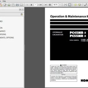 Komatsu Hydraulic Excavator PC45MR-3 PC55MR-3 Operation & Maintenance Manual SN 16001, 6001 and up - PDF DOWNLOAD