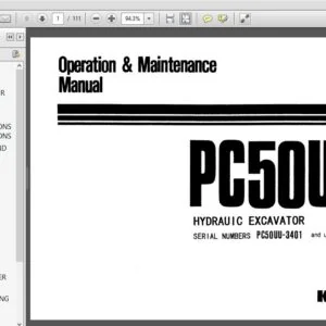 Komatsu Hydraulic Excavator PC50UU-1 Operator & Maintenance Manual SN 3401 and up - PDF DOWNLOAD