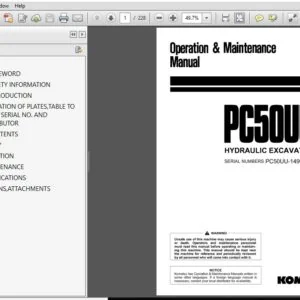Komatsu Hydraulic Excavator PC50UU-2 Operator & Maintenance Manual SN 14993 and up - PDF DOWNLOAD