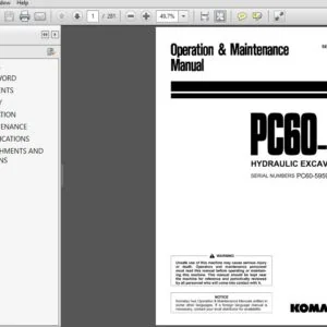 Komatsu Hydraulic Excavator PC60-7 Operator & Maintenance Manual SN 59597 and up - PDF DOWNLOAD