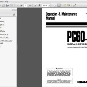 Komatsu Hydraulic Excavator PC60-7 Operator & Maintenance Manual SN 59869 and up - PDF DOWNLOAD