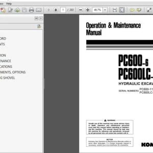 Komatsu Hydraulic Excavator PC600-6 PC600LC-6 Operator Manual SN 11001 and up - PDF DOWNLOAD