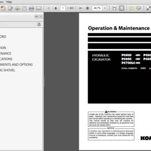 Komatsu Hydraulic Excavator PC600-8EO PC600LC-8EO PC650-8EO PC650LC-8EO PC700LC-8EO Operation Manual SN 65001 and up - PDF DOWNLOAD